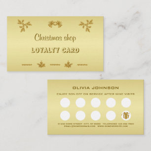 Gold Glitter Merry Christmas, Santa Claus on gold Loyalty Card