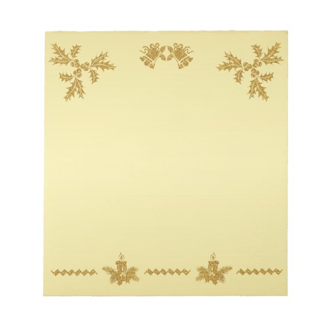 Gold Glitter Merry Christmas, Santa Claus on gold  Notepad (Front)