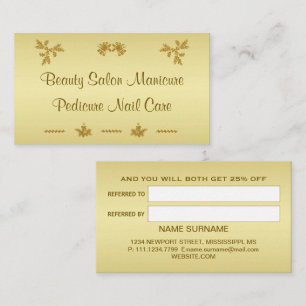 Gold Glitter Merry Christmas, Santa Claus on gold Referral Card
