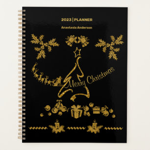 Gold Glitter Merry Christmas, Santa Claus Planner