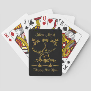 Gold Glitter Merry Christmas, Santa Claus Playing Cards