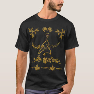 Gold Glitter Merry Christmas, Santa Claus T-Shirt