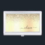 Gold Glitter Metal Monogram Glam Name Business Card Holder<br><div class="desc">Gold Faux Foil Metallic Sparkle Glitter Brushed Metal Monogram Name Business Card Holder. This makes the perfect sweet 16 birthday,  wedding,  bridal shower,  anniversary,  baby shower or bachelorette party gift for someone that loves glam luxury and chic styles.</div>