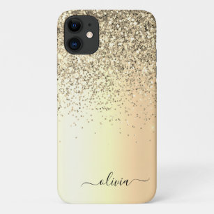 Gold Glitter Metal Monogram Glam Name Case-Mate iPhone Case