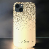 Gold Glitter Metal Monogram Glam Name
