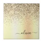 Gold Glitter Metal Monogram Glam Name Ceramic Tile<br><div class="desc">Gold Faux Foil Metallic Sparkle Glitter Brushed Metal Monogram Name and Initial Ceramic Tiles. This makes the perfect sweet 16 birthday,  wedding,  bridal shower,  anniversary,  baby shower or bachelorette party gift for someone that loves glam luxury and chic styles.</div>