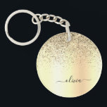 Gold Glitter Metal Monogram Glam Name Key Ring<br><div class="desc">Gold Faux Foil Metallic Sparkle Glitter Brushed Metal Monogram Name Keychain. This makes the perfect sweet 16 birthday,  wedding,  bridal shower,  anniversary,  baby shower or bachelorette party gift for someone that loves glam luxury and chic styles.</div>