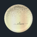 Gold Glitter Metal Monogram Glam Name Paper Plate<br><div class="desc">Gold Faux Foil Metallic Sparkle Glitter Brushed Metal Monogram Name and Initial Party Plates. This makes the perfect sweet 16 birthday,  wedding,  bridal shower,  anniversary,  baby shower or bachelorette party gift for someone that loves glam luxury and chic styles.</div>