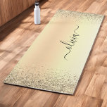 Gold Glitter Metal Monogram Glam Name Yoga Mat<br><div class="desc">Gold Faux Foil Metallic Sparkle Glitter Brushed Metal Monogram Name Bathroom Yoga Mat. This makes the perfect sweet 16 birthday,  wedding,  bridal shower,  anniversary,  baby shower or bachelorette party gift for someone that loves glam luxury and chic styles.</div>