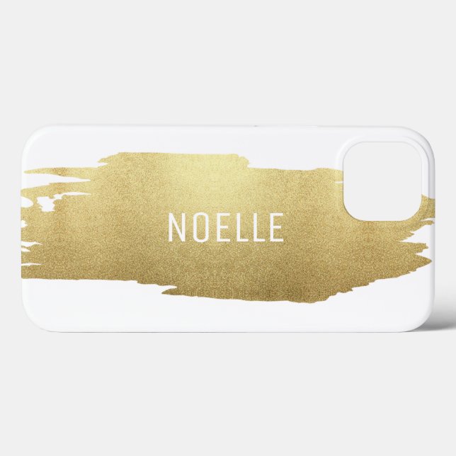 Gold Glitter Metallic Brush Stroke, White Case-Mate iPhone Case (Back (Horizontal))