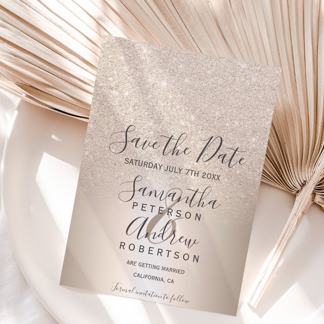 Gold glitter metallic ombre save the date wedding (Creator Uploaded)
