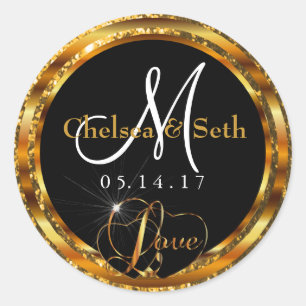 Gold Glitter & Metallic   Personalise Classic Round Sticker
