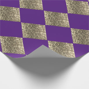 Gold Glitter Metallic Purple Abstract Chic Wrapping Paper