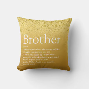 Gold Glitter Modern Best Brother Ever Definition Cushion