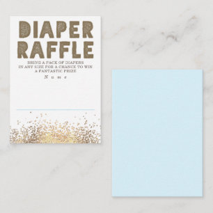 Gold Glitter Modern Diaper Raffle Baby Shower Enclosure Card