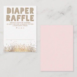 Gold Glitter Modern Diaper Raffle Baby Shower Enclosure Card