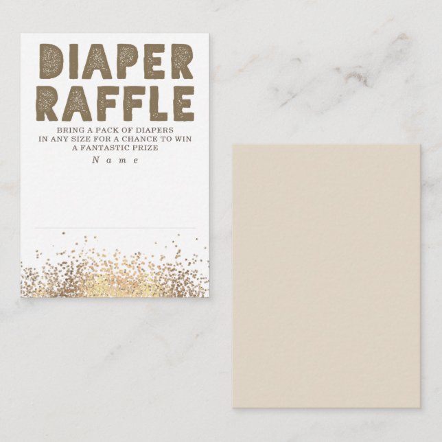 Gold Glitter Modern Diaper Raffle Baby Shower Enclosure Card (Front/Back)