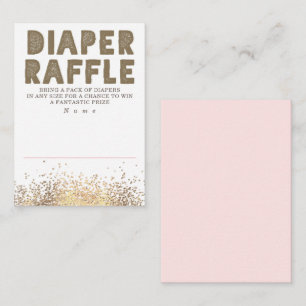 Gold Glitter Modern Diaper Raffle Baby Shower Enclosure Card