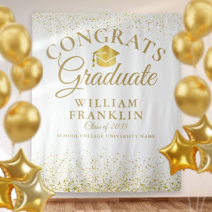 Gold Glitter Modern Graduation Photo Backdrop Tapestry
