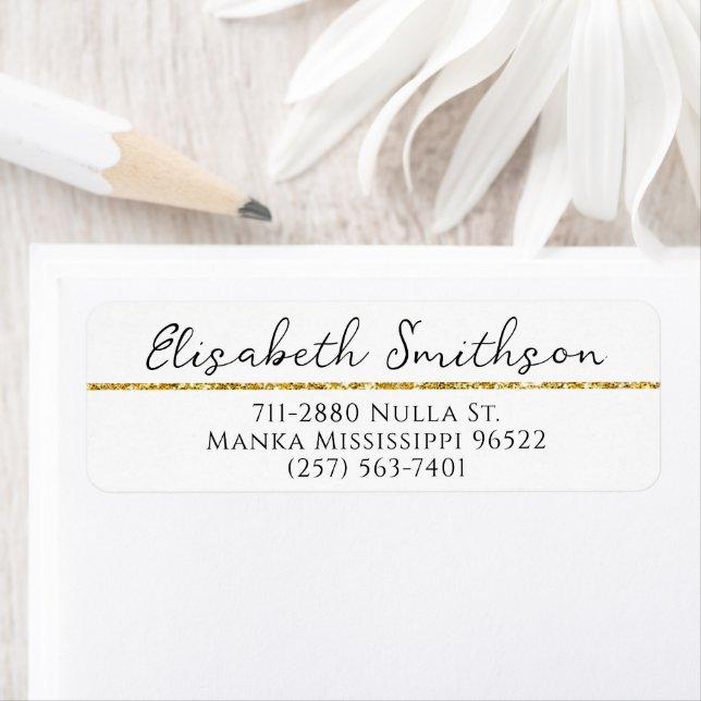   Gold Glitter Modern Luxury Custom Return Address Label (Insitu)