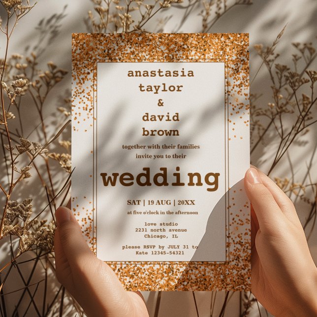 Gold Glitter Modern Wedding Invitation (Creator Uploaded)