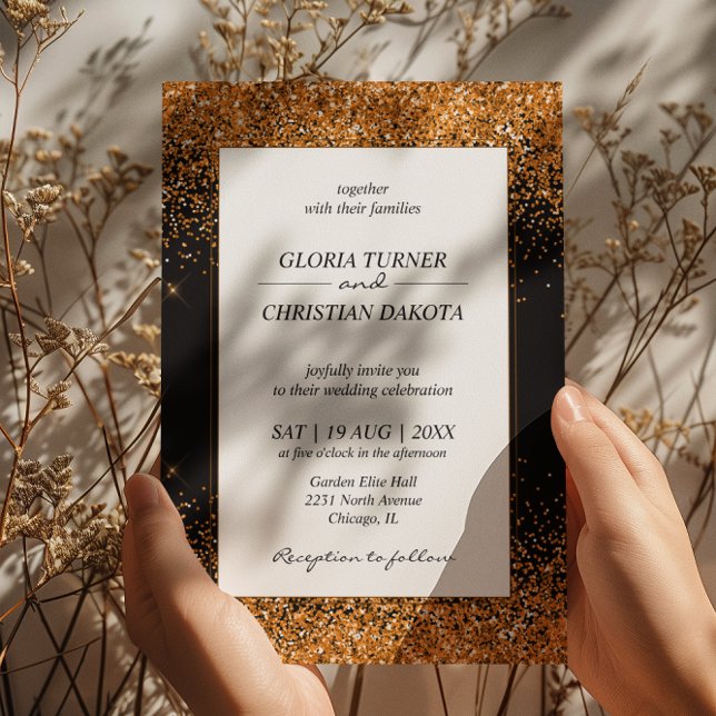 Gold Glitter Modern Wedding Invitation (Creator Uploaded)