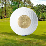 Gold Glitter & Monogram, Black Script Name Golf Balls<br><div class="desc">A trendy design of faux brushed gold metal background and gold glitter with gold monogram and black script name.</div>