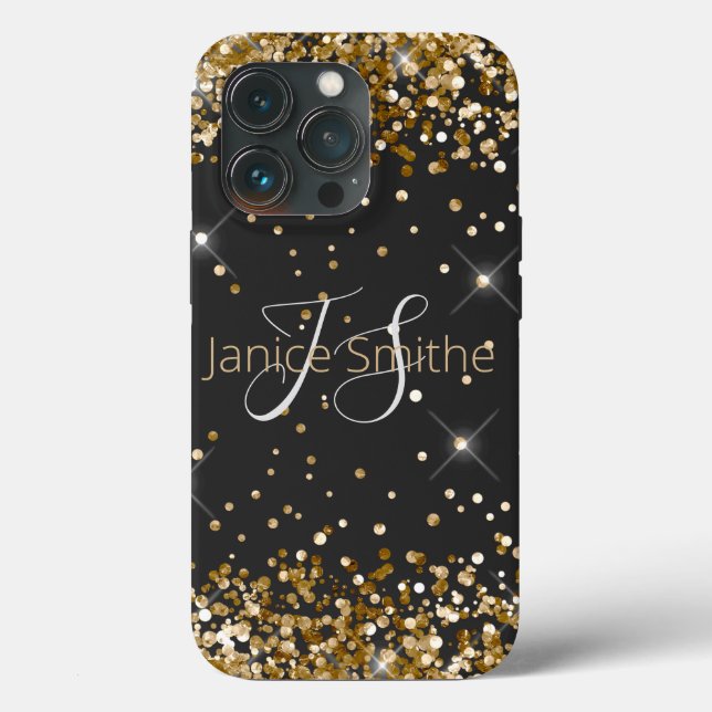 Gold Glitter Monogram Case-Mate iPhone Case (Back)