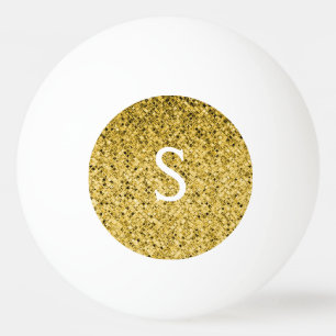 Gold Glitter Monogram Initials Ping Pong Ball