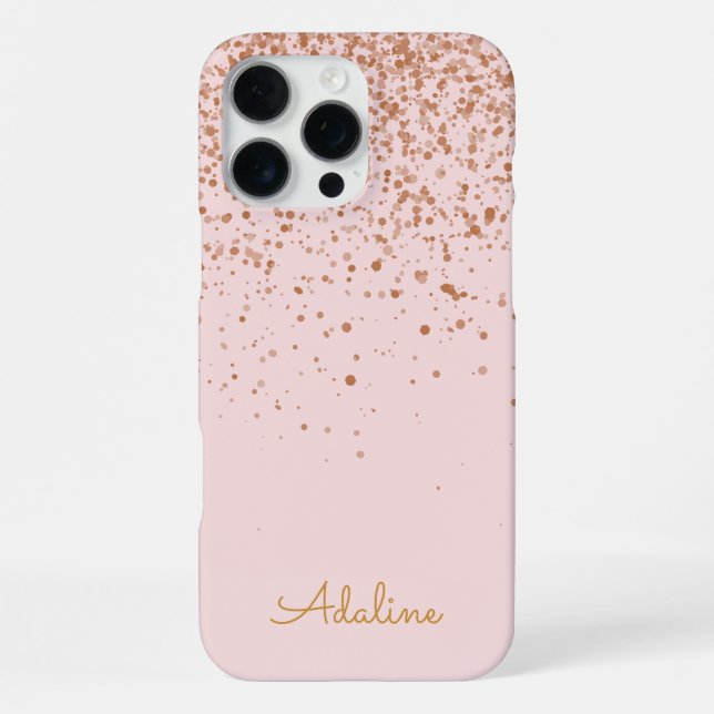 Gold Glitter Monogram Name iPhone Case (Back)