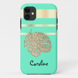 Gold glitter, monstera, Case-Mate iPhone case