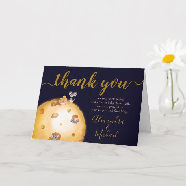 gold glitter, moon made of cheese, thank you card (Small Plant)