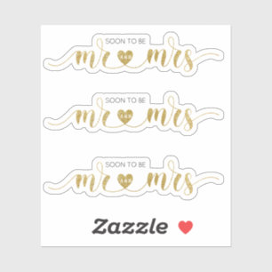 Gold glitter Mr and Mrs Wedding Shower Sticker