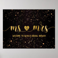 Gold Glitter Ms to Mrs Bridal Shower Welcome