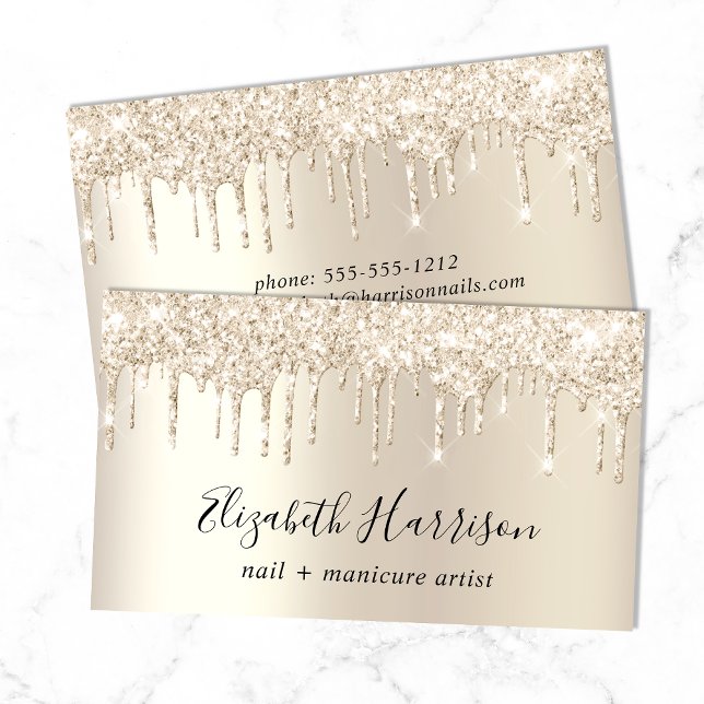 Gold Glitter Nail Manicure Business Card (Creator Uploaded)