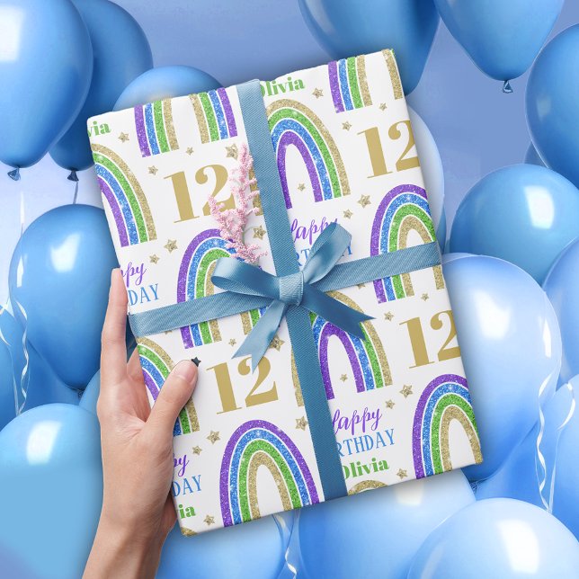 Gold Glitter Name Birthday Wrapping Paper (Creator Uploaded)