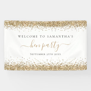 Gold Glitter Name Date Welcome to Hen Party Banner