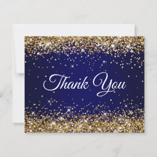 Gold Glitter Navy Blue Ombre Thank You