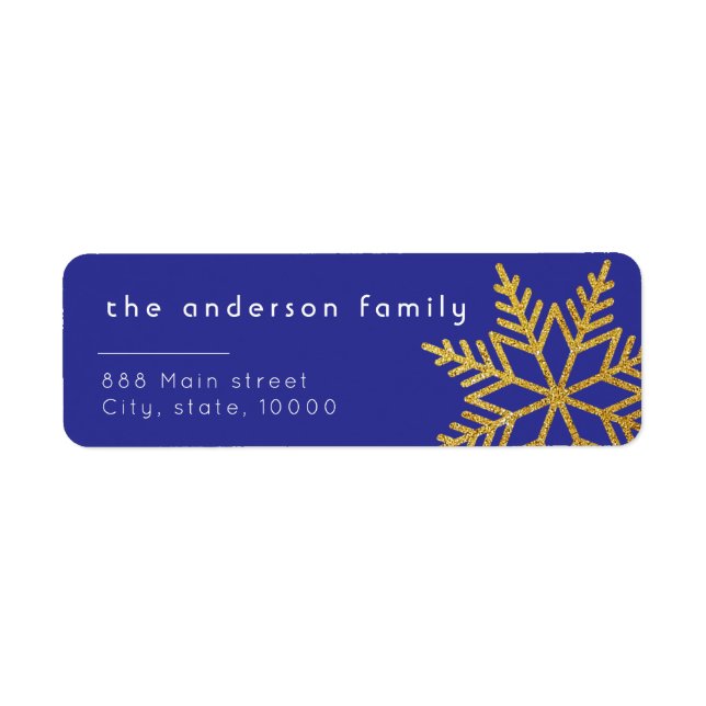 Gold Glitter Navy Christmas Return Address Label (Front)