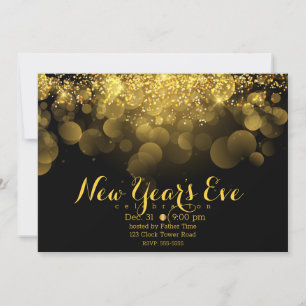 Gold Glitter New Year's Eve Invitation
