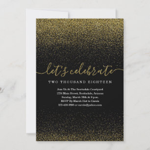 Gold Glitter New Year's Eve Party Invitation