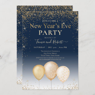Gold Glitter New Year's Eve Party Invitation