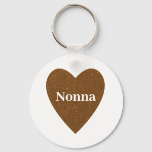 Gold Glitter Nonna Heart Key Ring
