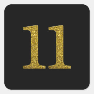 Gold Glitter Number 11 Square Sticker