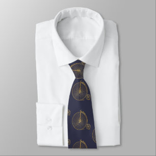 Gold Glitter Old Fashioned Unicycle Line Drawing Tie