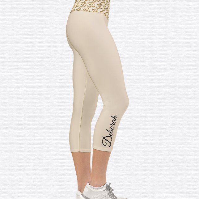 Gold Glitter Om Symbol High Waisted Capri Leggings (Creator Uploaded)
