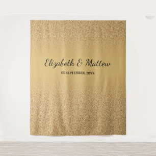 Gold glitter ombre elegant wedding backdrop tapestry
