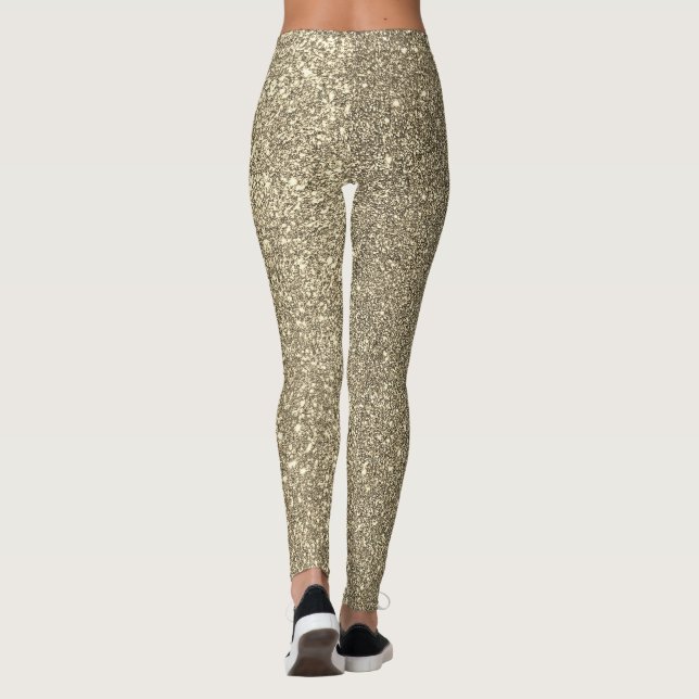 Gold Glitter Ombre Sparkly Modern Stylish Leggings (Back)