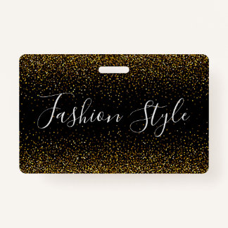 Gold Glitter on black fashion style   ID Badge