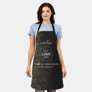 Gold Glitter on Black hair salon apron